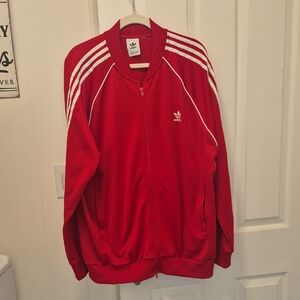 Adidas Red Mens  Track Jacket with White Stripes 2xl